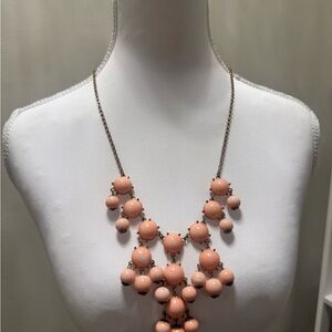 Vintage Y2K Peach Statement Necklace ~ Bubble Bib Gold Tone Bead Costume Jewelry